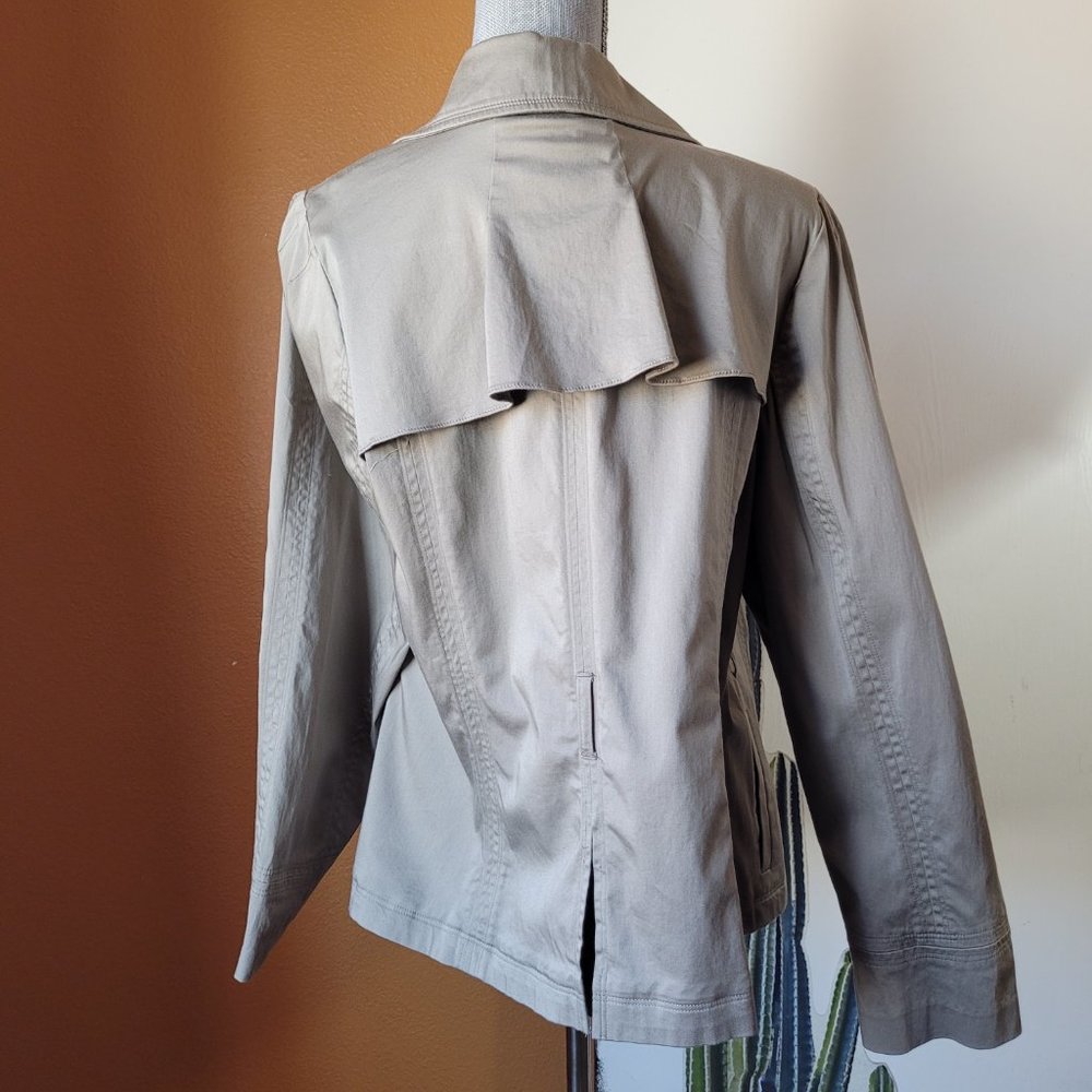 Elle Beige Ruffle Front Cape Jacket - Picture 13 of 14